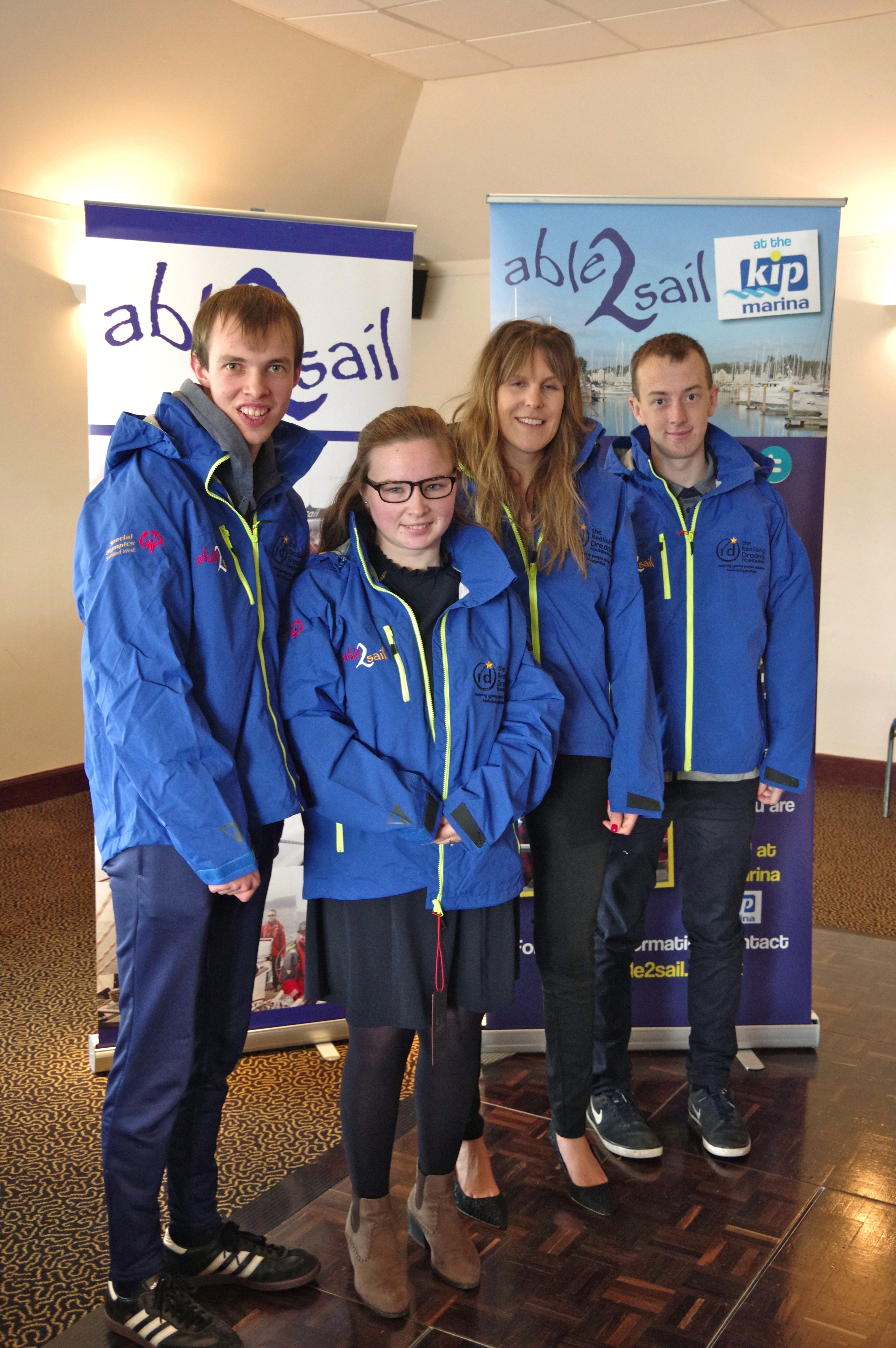 from the left is Jamie(sailor), Shannon (sailor), Laura (Youth Forum Co-ordinator) , Darren (sailor)